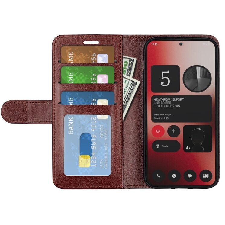 Чехол-книжка Deexe Wallet Style для Nothing Phone (2a) / Phone (2a) Plus - Brown: фото 2 из 6