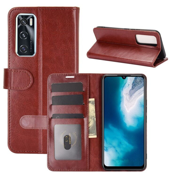 Классический чехол-книжка Deexe Wallet Style для VIVO V20 SE - Brown: фото 2 из 8