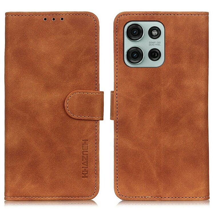 Чехол-книжка KHAZNEH Retro Wallet для Motorola Moto G75 - Brown: фото 1 из 8