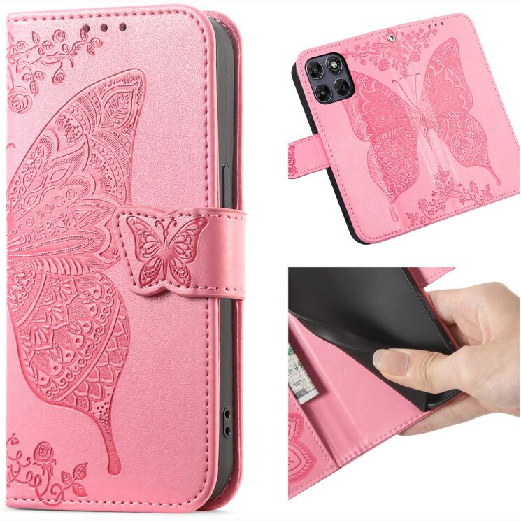 Чохол-книжка з малюнком UniCase Butterfly Pattern для Motorola Edge 70 Fusion - Pink: фото 2 з 8