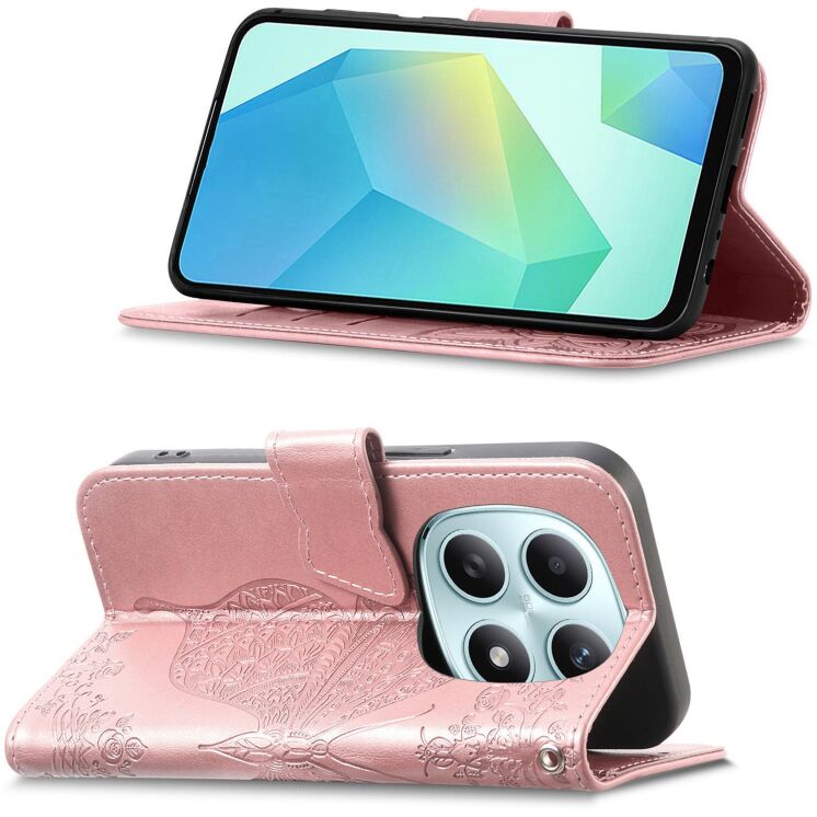 Чехол-книжка с рисунком UniCase Butterfly Pattern для Xiaomi Redmi Note 15 (4G/5G) / Poco M8 5G - Rose Gold: фото 3 из 8