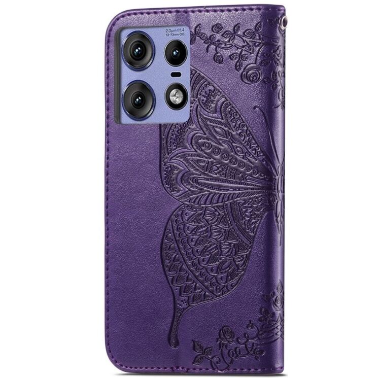 Чехол-книжка UniCase Butterfly Pattern для Motorola Edge 50 Pro - Dark Purple: фото 5 из 8