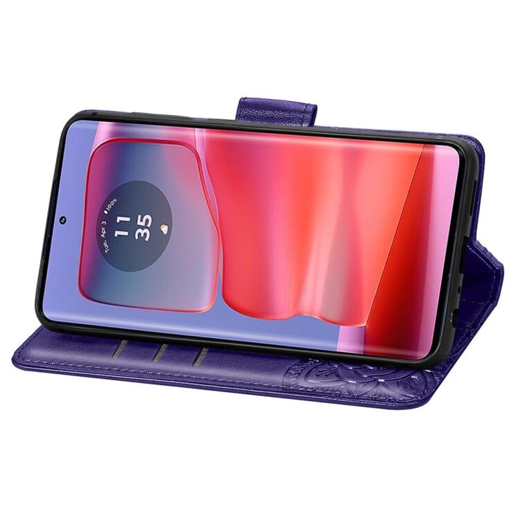 Чехол-книжка UniCase Butterfly Pattern для Motorola Edge 50 Pro - Dark Purple: фото 3 из 8