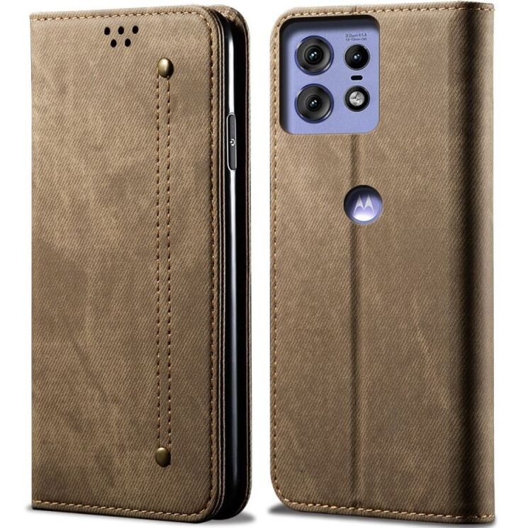 Чехол-книжка UniCase Jeans Wallet для Motorola Edge 50 Pro - Khaki: фото 1 из 6