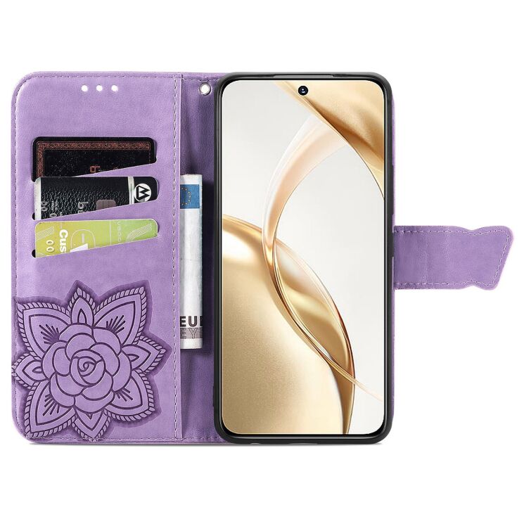 Чохол-книжка з малюнком UniCase Butterfly Pattern для Honor 200 - Light Purple: фото 2 з 7