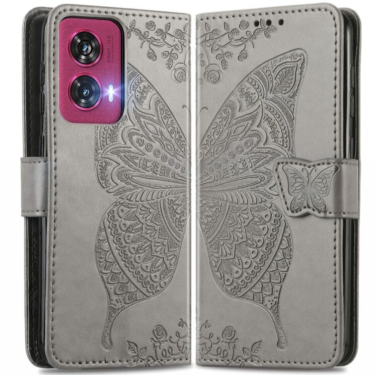 Чехол UniCase Butterfly Pattern для Motorola Edge 50 Fusion - Grey: фото 1 из 8