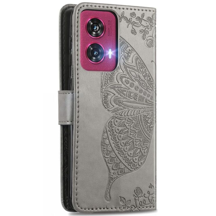 Чехол UniCase Butterfly Pattern для Motorola Edge 50 Fusion - Grey: фото 5 из 8