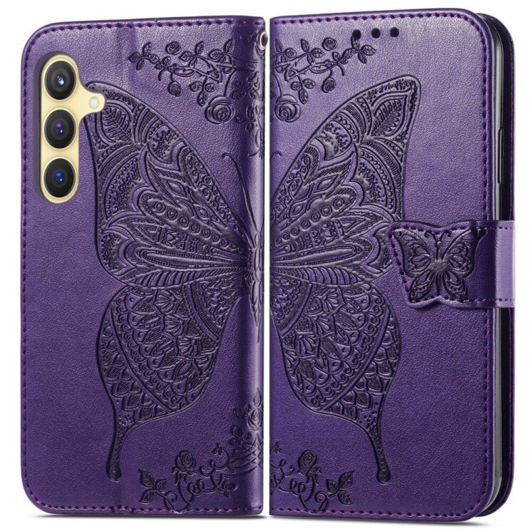 Чехол UniCase Butterfly Pattern для Samsung Galaxy S25 (S931) - Dark Purple: фото 2 из 9