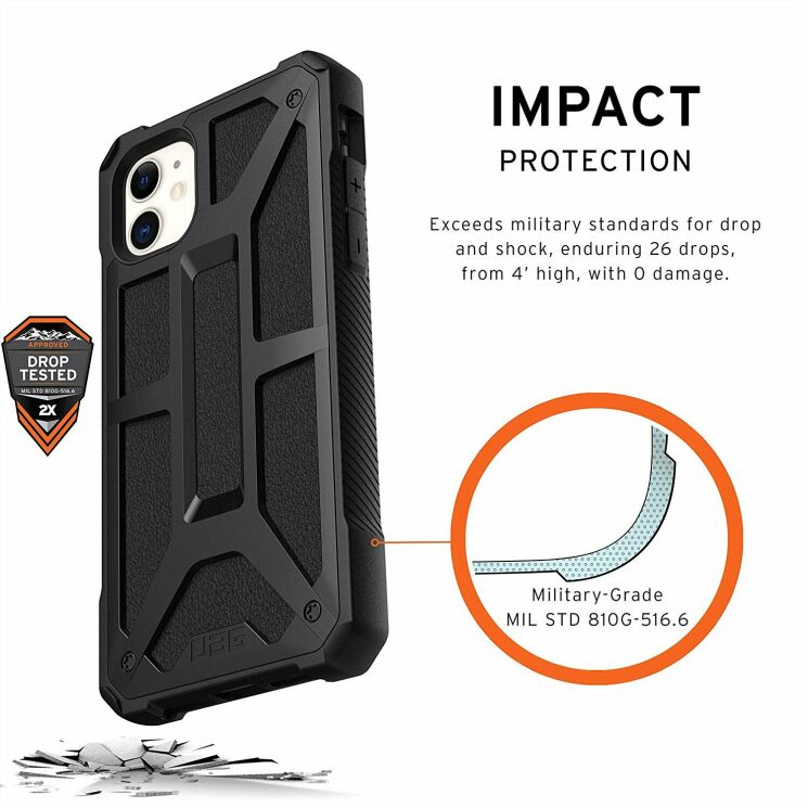 Чехол URBAN ARMOR GEAR (UAG) Monarch для iPhone 11 - Carbon Fiber: фото 6 из 8