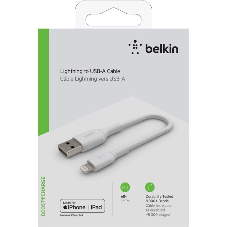 Кабель Belkin PVC USB to Lightning (0.15m) CAA001BT0MWH - White: фото 5 з 5