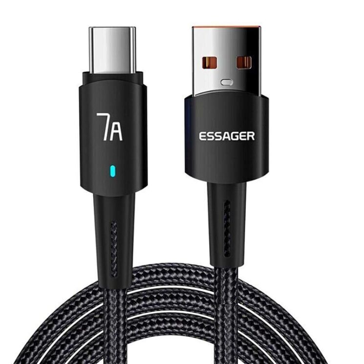 Кабель ESSAGER Sunset USB to Type-C (7A, 100W, 2m) EXC7A-CGA01-P - Black (982803B) Кабель ESSAGER Sunset USB to Type-C (7A, 100W, 2m) EXC7A-CGA01-P - Black: фото 1 из 15