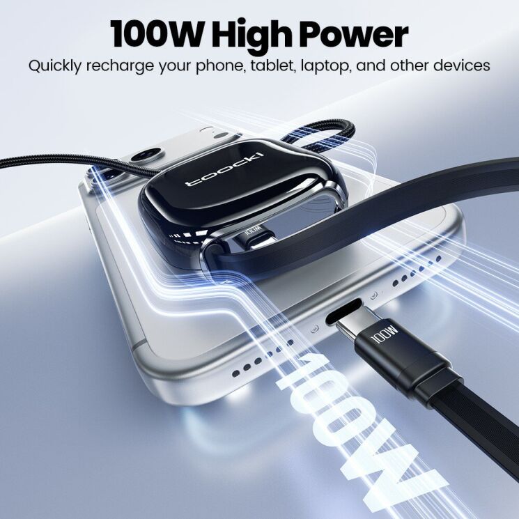 Кабель TOOCKI TX131C2 Type-C to Type-C (100W, 1m) - Black: фото 3 з 13