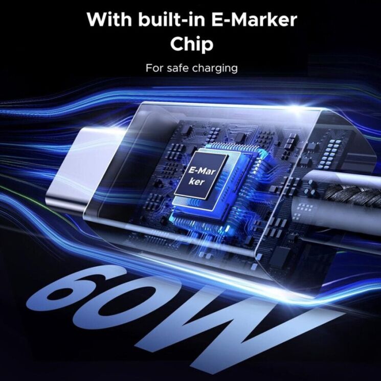 Кабель UGREEN L524 Type-C to Type-C PD60W (3A, 3m) - Space Gray: фото 5 з 7