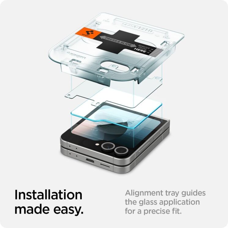 Комплект защитных стекол Spigen (SGP) GLAS.tR EZ Fit Sensor Protected для Samsung Galaxy Flip 6: фото 9 из 12