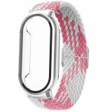 Ремінець Deexe Braided Nylon для Xiaomi Mi Smart Band 8 - Pink White+Transparent Case (326021D)