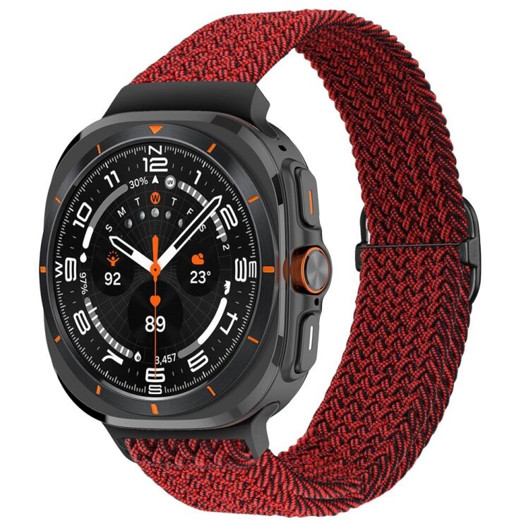Ремешок Deexe Braided Strap для Samsung Galaxy Watch Ultra (47mm) - Black / Red: фото 2 из 7