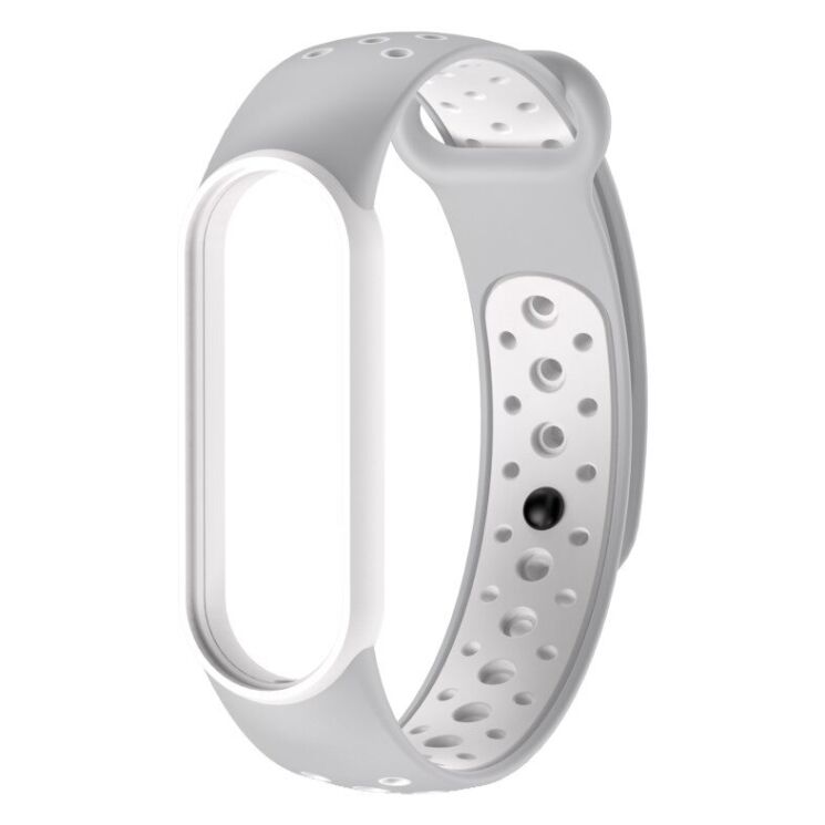 Ремешок Deexe Color Style для Xiaomi Mi Band 5 / Mi Band 6 / Mi Band 7 - Grey / White: фото 1 из 1