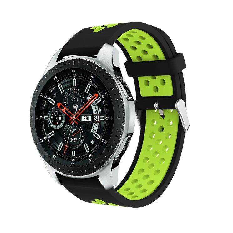 Ремешок Deexe Dual Color для Samsung Galaxy Watch 46mm / Watch 3 45mm / Gear S3 - Black/Green: фото 1 из 4