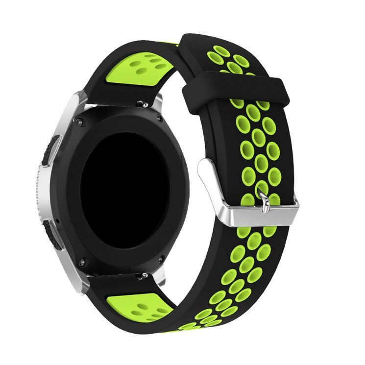 Ремешок Deexe Dual Color для Samsung Galaxy Watch 46mm / Watch 3 45mm / Gear S3 - Black/Green: фото 2 из 4