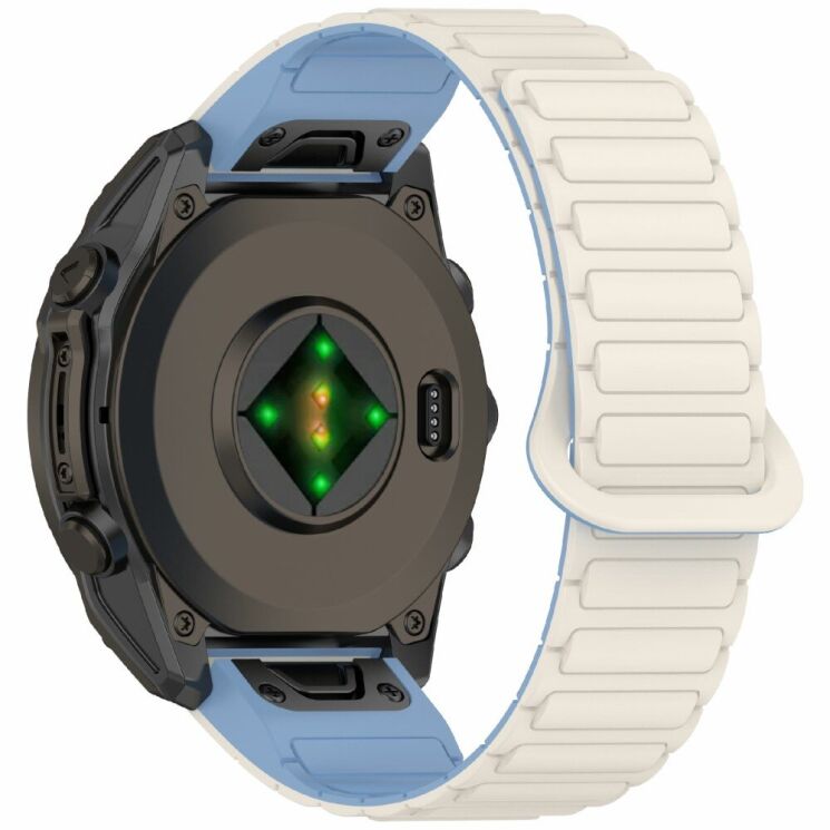 Ремешок Deexe Flexible Fit для часов Garmin c креплением Quick Fit 22mm - White / Mist Blue: фото 1 из 8
