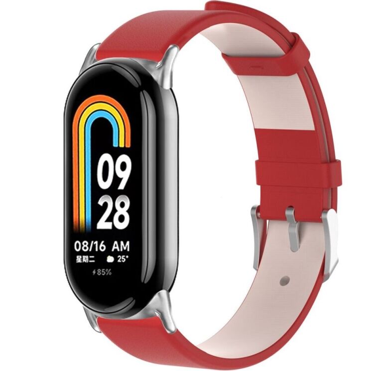 Ремешок Deexe Leather Strip для Xiaomi Mi Smart Band 8 / 9 - Red: фото 2 из 6