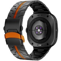 Ремінець Deexe Metal Strap для Samsung Galaxy Watch 8 (40/44mm) - Black / Orange: фото 1 з 6