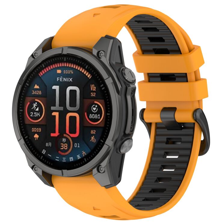 Ремінець Deexe Modern Strap для годинників Garmin з шириною кріплення QuickFit 20mm - Orange / Black: фото 4 з 7