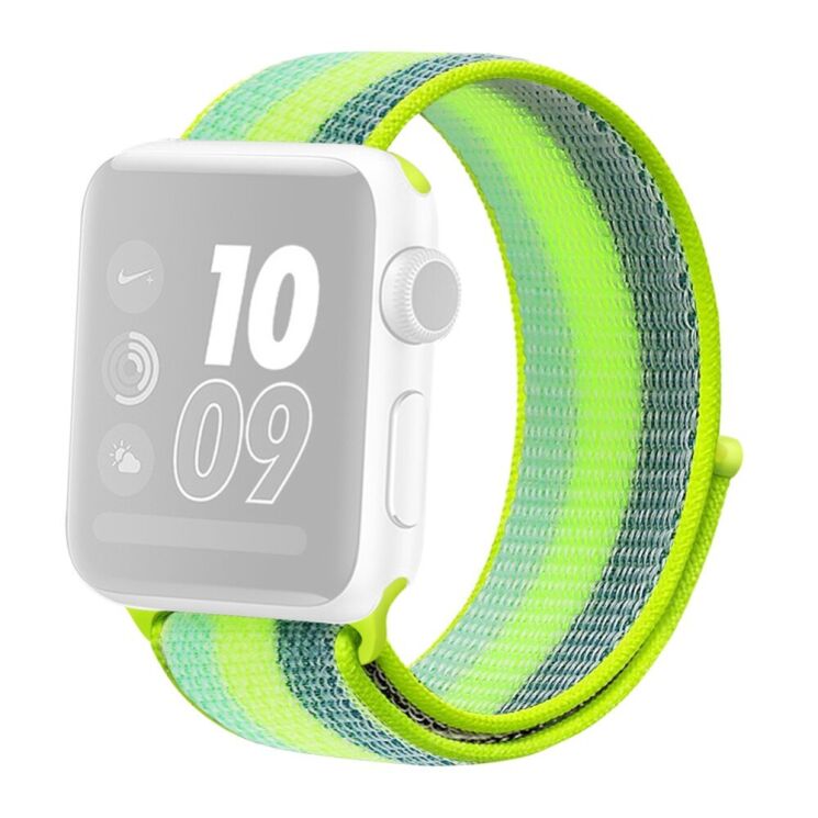 Ремінець Deexe Nylon Loop для Apple Watch 42 (Series 10/11) / 41 / 40 / SE 40 / 38 - Stripe Green: фото 1 з 6