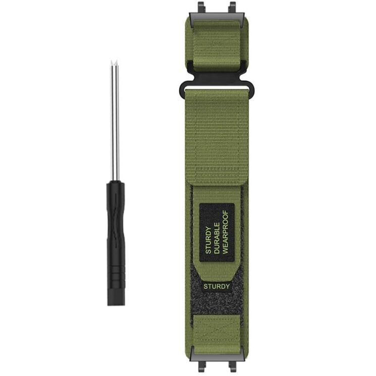 Ремінець Deexe Nylon Magic Tape для Xiaomi Amazfit T-ReX 3 - Army Green: фото 2 з 4