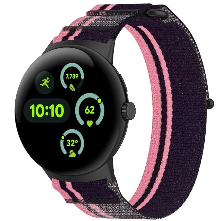 Ремешок Deexe Nylon Strap для Google Pixel Watch 3 (45mm) - Pink / Purple: фото 2 из 6