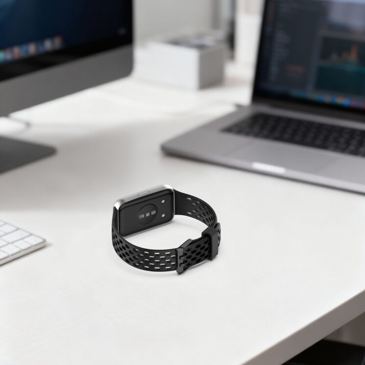 Ремешок Deexe Ocean Strap для Huawei Band 11 Pro / Band 11 - Black: фото 5 из 9