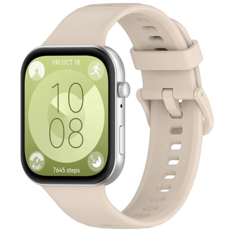 Ремешок Deexe Soft Silicone для Huawei Watch Fit 3 - Ivory White: фото 4 из 7