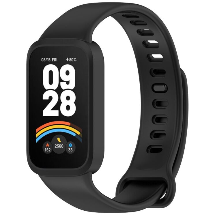 Ремешок Deexe Soft Touch для Xiaomi Mi Smart Band 9 Active / Redmi Band 3 - Black: фото 2 из 12