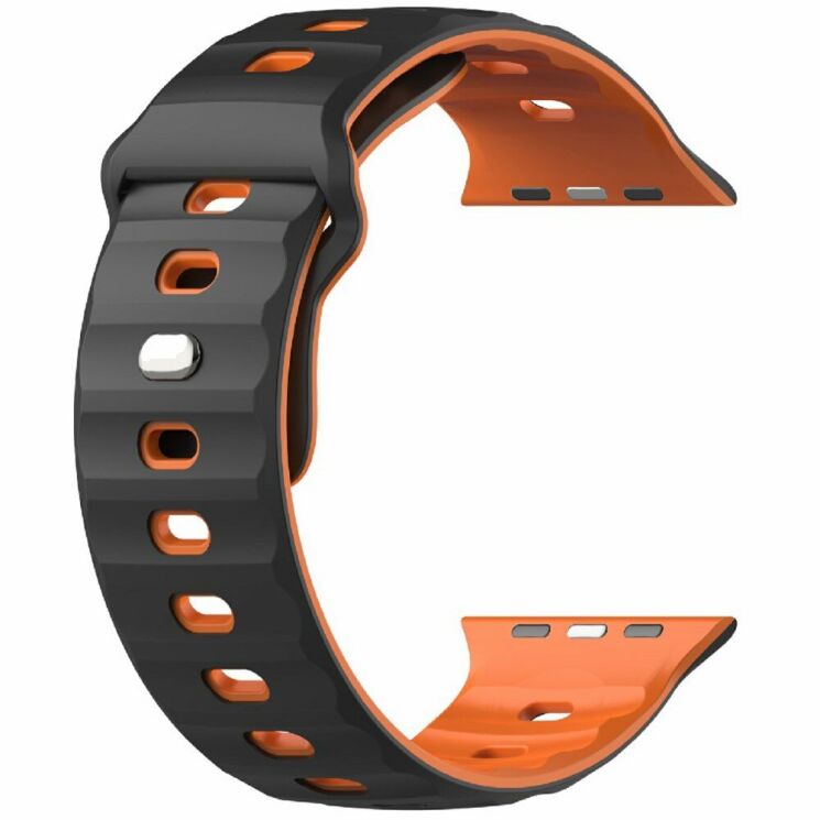 Ремешок Deexe Sport Design для Apple Watch 46 / 45 / 44 / SE 44 / 42 (Series 1-3) / Ultra / Ultra 2 - Black / Orange: фото 4 из 9