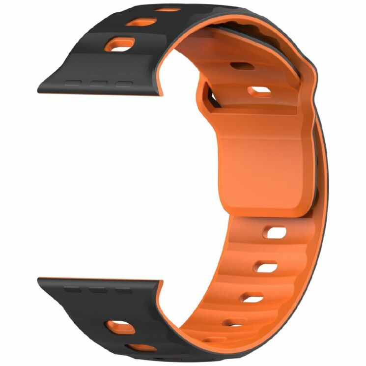 Ремешок Deexe Sport Design для Apple Watch 46 / 45 / 44 / SE 44 / 42 (Series 1-3) / Ultra / Ultra 2 - Black / Orange: фото 3 из 9