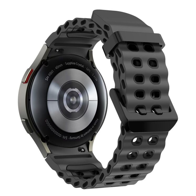 Ремінець KALEBOL Ocean Strap для Samsung Galaxy Watch 4 / 4 Classic / 5 / 5 Pro / 6 / 6 Classic / 7 / FE - Coal Black / Black: фото 1 з 9