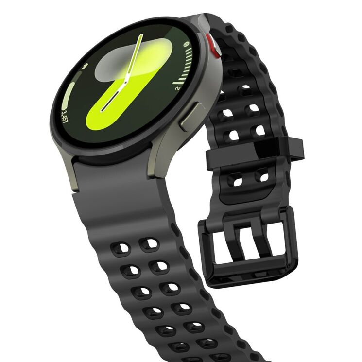Ремінець KALEBOL Ocean Strap для Samsung Galaxy Watch 4 / 4 Classic / 5 / 5 Pro / 6 / 6 Classic / 7 / FE - Coal Black / Black: фото 4 з 9
