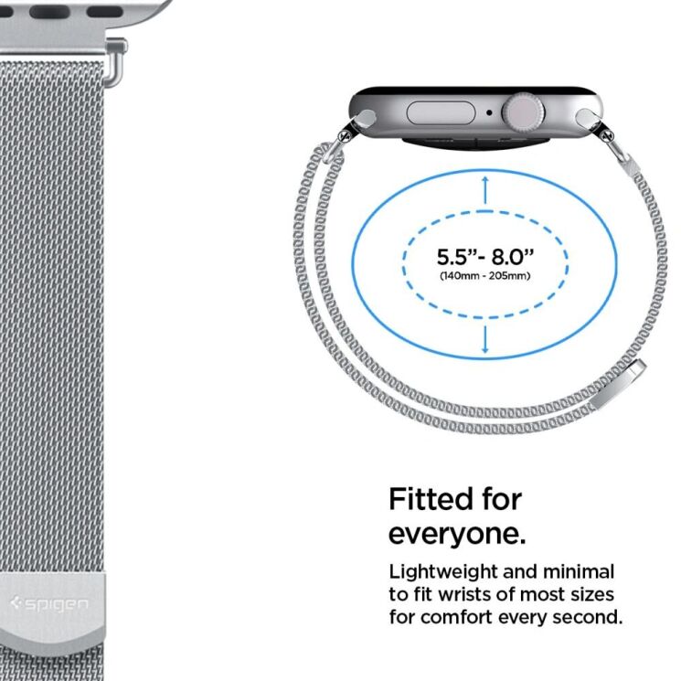 Ремінець Spigen WBM4 Band для Apple Watch 42 (Series 10/11) / 41 / 40 / SE 40 / 38 (AMP10498) - Silver: фото 5 з 9