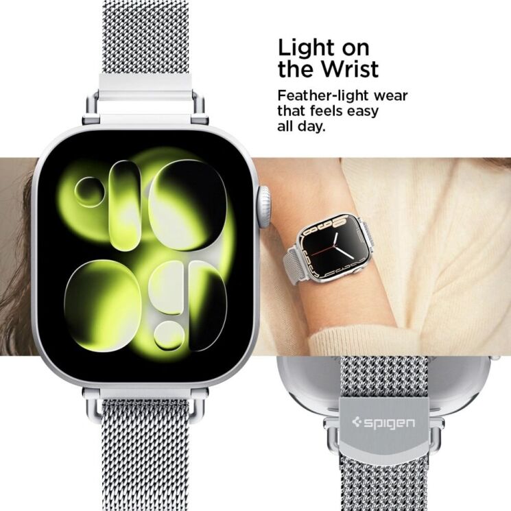 Ремінець Spigen WBM4 Band для Apple Watch 42 (Series 10/11) / 41 / 40 / SE 40 / 38 (AMP10498) - Silver: фото 9 з 9