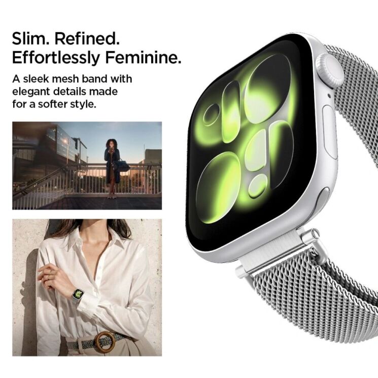Ремінець Spigen WBM4 Band для Apple Watch 42 (Series 10/11) / 41 / 40 / SE 40 / 38 (AMP10498) - Silver: фото 6 з 9