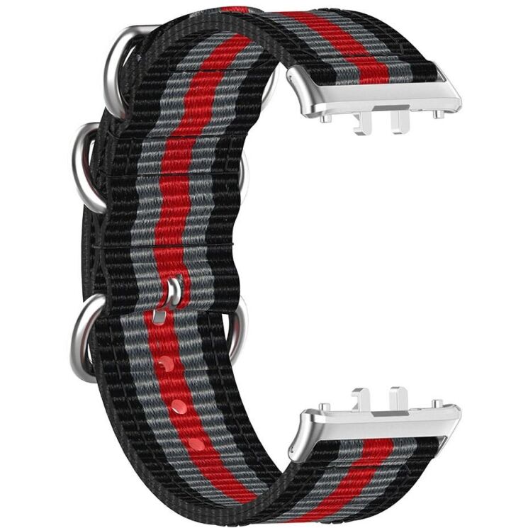 Ремінець UniCase Nylon Braslet для Samsung Galaxy Fit 3 - Black / Grey / Red / Grey / Black: фото 4 з 6