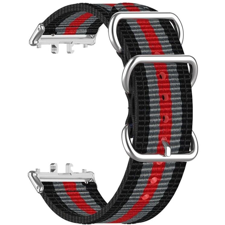 Ремінець UniCase Nylon Braslet для Samsung Galaxy Fit 3 - Black / Grey / Red / Grey / Black: фото 2 з 6