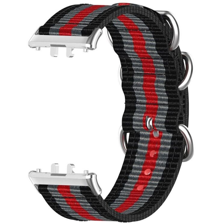 Ремінець UniCase Nylon Braslet для Samsung Galaxy Fit 3 - Black / Grey / Red / Grey / Black: фото 5 з 6