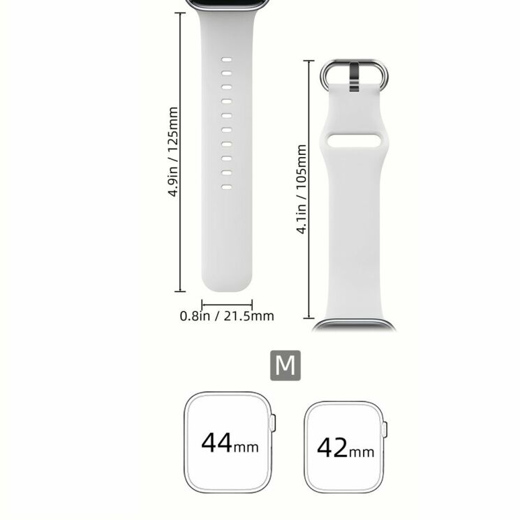 Ремешок UniCase Silicone Strap для Apple Watch 46 / 45 / 44 / SE 44 / 42 (Series 1-3) / Ultra / Ultra 2 - White: фото 7 из 7