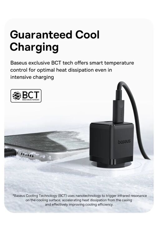 Сетевое зарядное устройство Baseus Palm C+U (30W) + кабель Type-C to Type-C (P1011160A113-01) - Black: фото 12 из 19