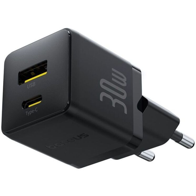 Сетевое зарядное устройство Baseus Palm C+U (30W) + кабель Type-C to Type-C (P1011160A113-01) - Black: фото 4 из 19