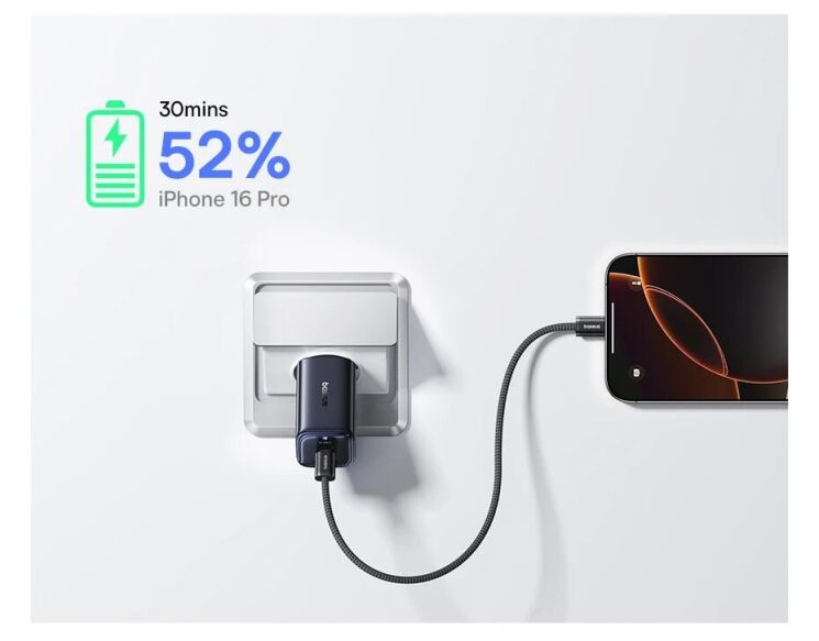 Сетевое зарядное устройство Baseus PicoGo AE11 2C+U (67W) E0121200 - Black: фото 7 из 22