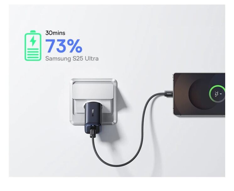 Сетевое зарядное устройство Baseus PicoGo AE11 2C+U (67W) E0121200 - Black: фото 8 из 22