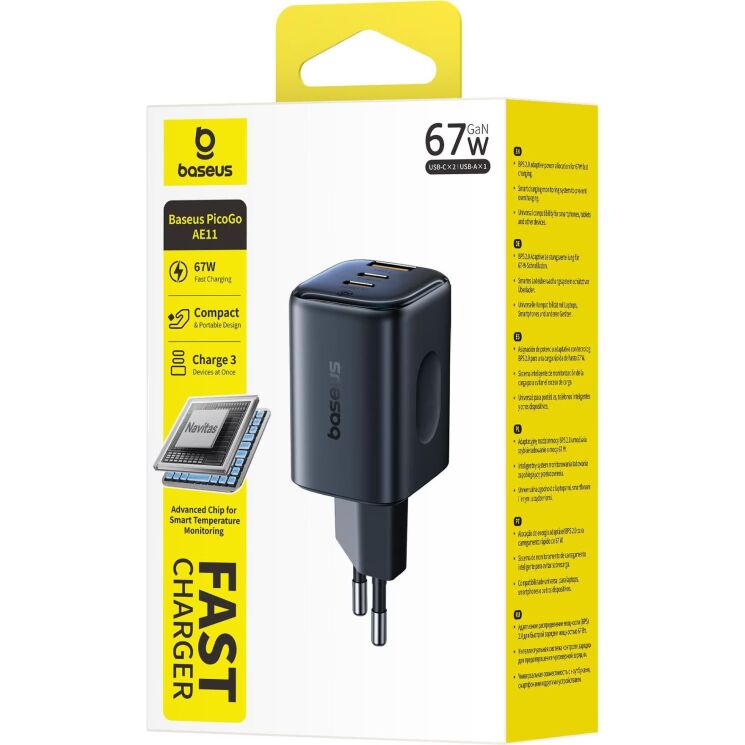 Сетевое зарядное устройство Baseus PicoGo AE11 2C+U (67W) E0121200 - Black: фото 4 из 22
