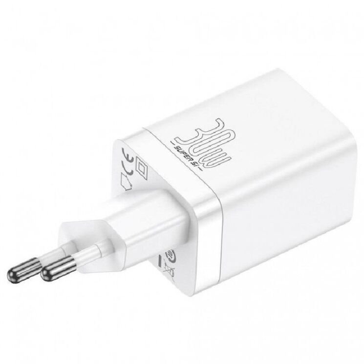 Сетевое зарядное устройство Baseus Super Si Pro Quick Charger C+U (30W) CCSUPP-E02 - White: фото 3 из 26